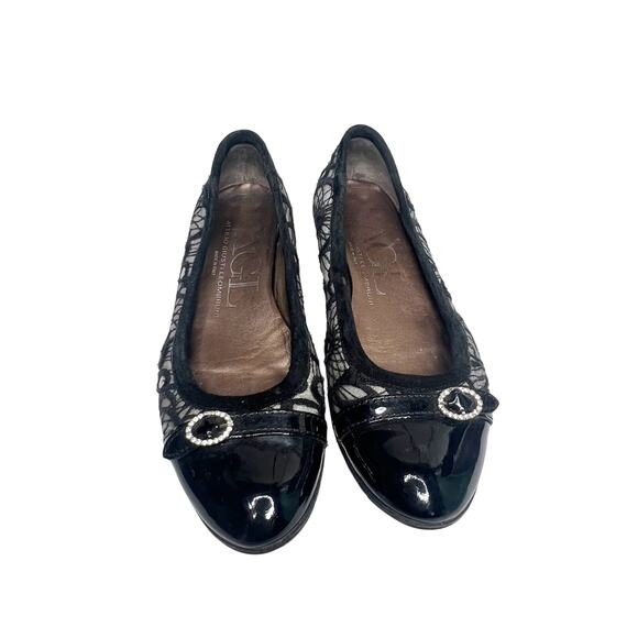 AGL ATTILIO GIUSTI LEOMBRUNI Ballet Flats Patent Leather Black Lace Size EU 36.5 - Picture 6 of 11